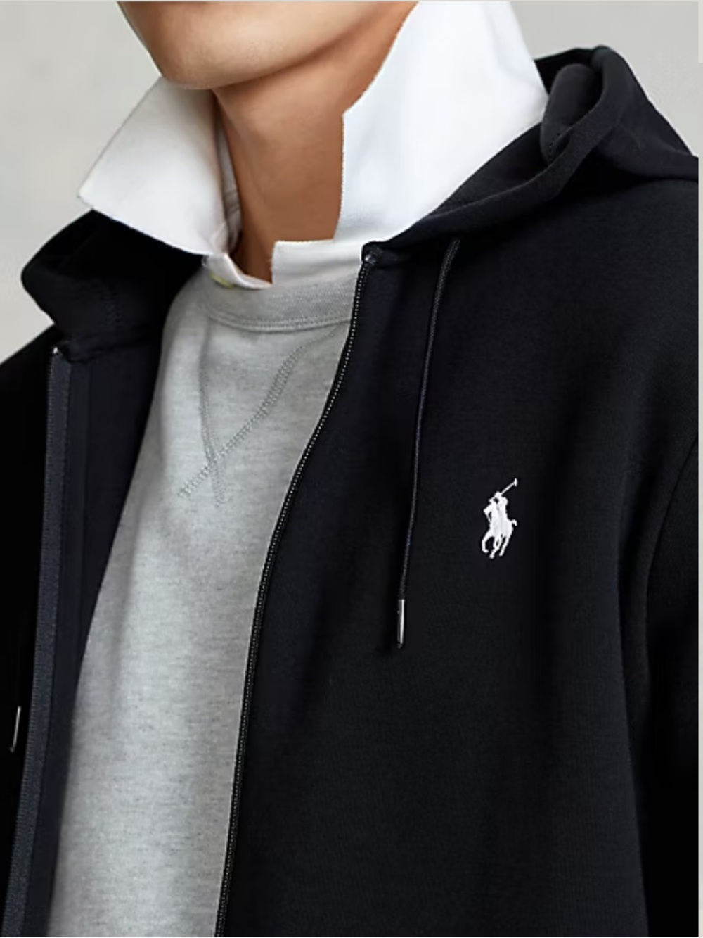 Polo Ralph Lauren Black Double-Knit Full-Zip Hoodie - Picture 3 of 13